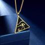 beautlace Egyptian Eye of Horus/Ankh Cross Necklace Silver/18K Gold/Black Gun Plated Ancient Triangle Eyes of Evil Symbol of Protection Pendant for Men and Women KP0036