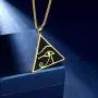 beautlace Egyptian Eye of Horus/Ankh Cross Necklace Silver/18K Gold/Black Gun Plated Ancient Triangle Eyes of Evil Symbol of Protection Pendant for Men and Women KP0036