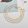Zoestar Three-Layer Anklet Ankle Bracelet Foot Chain with Leaves Accessories Foot Jewelry for Women and Girls