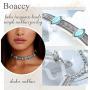 Boaccy Vintage Turquoise Necklaces Short Silver Choker Chain Jewelry for Women and Girls