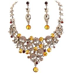 EVER FAITH Womens Crystal Gothic Skulls Stars Statement Necklace Earrings Set