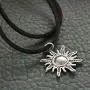MJartoria Gothic Choker Necklace Native American Bohemian Sun Charm Handmade PU Leather