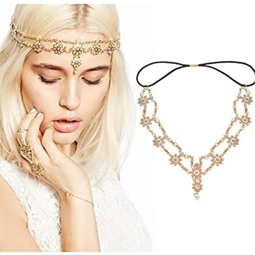 Simsly Head Chains Jewelry with Pendant Gold Headpiece for Women and Girls FV-060 Simsly Head Chains Jewelry with Pendant Gold Headpiece for Women and Girls FV-060