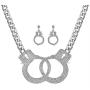 Qiji Womens Georgous Statement Rhinestone Handcuff Jewelry Set Punk Rock Crystal Handcuff Necklace Handcuff Stud Earrings Night Club Dangle Earrings Costume Party Jewelry