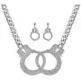 Qiji Womens Georgous Statement Rhinestone Handcuff Jewelry Set Punk Rock Crystal Handcuff Necklace Handcuff Stud Earrings Night Club Dangle Earrings Costume Party Jewelry