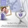 ✦Gifts for Mothers Day✦ Forever Love Heart Necklace Jewelry 18K White Gold/ Rose Gold Plated 925 Sterling Silver Birthstone Pendant Necklace with 5A Cubic Zirconia Birthday Gifts for Women and Girls
