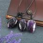 Top Plaza Natural Healing Crystals Teardrop Gemstone Necklace Adjustable Wrapped Stone Pendant Necklaces Reiki Quartz Jewelry for Mens Womens