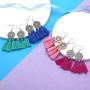 LANTAI 9-18 Pairs Colorful Bohemian Hoop Tassel Earrings Boho Earrings-Fashion V Shape Tassel Earrings Long Fringe Earrings for Women Girls Statement Earrings