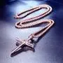 HIJONES Mens Stainless Steel Nail Cross Charm Pendant Necklace Polished Gold Silver Black Rose Gold
