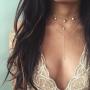 Ckecharfa Boho Layered Y-Necklace Gold Star Choker Necklaces Crystal Pendant Long Chain Summer Beach Neck Chains Adjustable Jewelry for Women and Girls