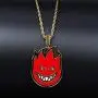 KMASAL Jewelry Hip Hop Iced Out Small Fireman Pendant Chain Pave Colorful CZ Diamond Stone 18K Gold Plated Necklace with 24 Inch Stainless Rope Chain for Men Women