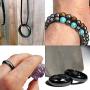 LUMENAZE Genuine Magnetic Hematite Ring and Bracelet Set With FREE Rope Necklace, Natural Healing Power, Absorbs Negative Energy & Anxiety, Balance Root Chakra, Assorted Ring Size, Unisex Women Men