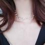 chenwei Pearl Necklace Golden Chain Female Tie Simple Short Necklace Female Neck Jewelry Collar Neck Strap Bridal Clavicle Jewelry Artificial Pearl Necklace Ladies Party