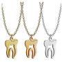 La Espoir Dentist Human Tooth Pendant Necklace Silver/Gold Plated Medical Jewelry Gift for Doctor/Nurse Stainless Steel