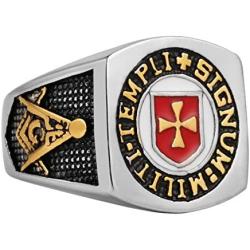 AsAlways Knights Templar Crusaders Cross Ring Gold Stainless Steel Jewelry with Latin Engraving