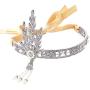 BABEYOND 1920s Flapper Headband and Gatsby Bracelet Adjustable Ring Set Great Gatsby Inspired Leaf Simulated 1920s Jewelry Set Silver-Tone