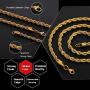 M MOOHAM 2.5MM 3MM 4MM 5MM Black Silver Gold Plated Stainless Steel Twist Rope Chain Necklace for Men Women 16-36 Inch