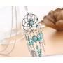 CrazyPiercing Retro Silver Tone Chain Necklace, Vintage Dream Catcher Turquoise Feather Pendant Long Chain Necklace Jewelry for Women Girls