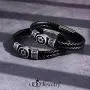 555Jewelry Stainless Steel Star of David Braided Leather Bracelet for Men