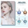 ORAZIO 4 Pairs CZ Leverback Dangle Hoop Earrings for Women Gold Plated Round Square Crystal Dangle Huggies Earrings Cute Drop Earrings Jewelry Set