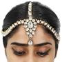 MUCH-MORE Gorgeous Style Stunning Gold Plated Kundan Stone Indian Matha Patti Head Partywear Jewelry for Women