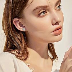 Sllaiss 925 Sterling Silver Stud Earring For Women Girls Round Cut Cubic Zirconia Stud Earring Piercing Earrings With Gift Box, Set With Swarovski Zirconia