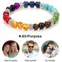 Black Lava Stone 7 Chakra Bracelets 6pcs mix 8mm Yinyang Rock Bead Elastic Natural Stones Gemstones Oil Diffuser Yoga Menditation Beads Bracelets for Men Women Girls Jewelry (6pcs Lava Stone Bracelet)