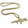TIDOO Jewelry 30 Inch Chain Mens Golden Hip Hop M4 Gun Pendant Necklaces