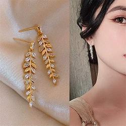 YUNXI new design wheat ear Earrings Fashion elegant Leaf Earrings Korean sexy women jewelry zircon Halloween Earrings