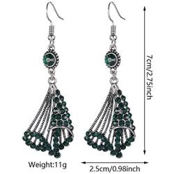 ZRosse Charm Chic Bohemian Vintage Sparkly Rhinestone Earrings Dangle Earrings Antique Silver Ethnic Tribal Retro Crystal Drop Earrings Jewelry for Women Girls