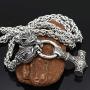 Viking Stainless Steel Odins Wolf Head Geri and Freki Handmade Heavy Duty Chain with Thor Hammer Mjolnir Pendant Necklace
