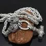 Viking Stainless Steel Odins Wolf Head Geri and Freki Handmade Heavy Duty Chain with Thor Hammer Mjolnir Pendant Necklace