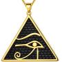 beautlace Egyptian Eye of Horus/Ankh Cross Necklace Silver/18K Gold/Black Gun Plated Ancient Triangle Eyes of Evil Symbol of Protection Pendant for Men and Women KP0036