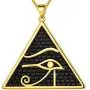beautlace Egyptian Eye of Horus/Ankh Cross Necklace Silver/18K Gold/Black Gun Plated Ancient Triangle Eyes of Evil Symbol of Protection Pendant for Men and Women KP0036