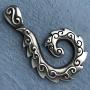 Polynesian Tribal Jewelry Spiral Koru Maori Fern Leaf Hook Fish totem Prosperity Longevity Pewter Mens Pendant Necklace Protection Amulet Wealth Money Lucky Charm Travel Talisman w Silver Ball Chain
