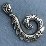Polynesian Tribal Jewelry Spiral Koru Maori Fern Leaf Hook Fish totem Prosperity Longevity Pewter Mens Pendant Necklace Protection Amulet Wealth Money Lucky Charm Travel Talisman w Silver Ball Chain