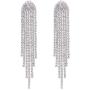 SELOVO Clear Austrian Crystal Chandelier Tassel Long Big Statement Chain Dangle Drop Earrings Silver Tone