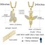 Jstyle 2Pcs Gold Plated Necklaces for Women Men Prayer Hand Angel Pendant Necklace Ice Out Hip Hop Rope Chain 24'' 30''