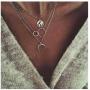 NICEMOVIC Dainty Layered Choker Necklace Bar Disc Necklaces Map Pendant Necklace Silver-plated alloy Layered Necklaces for Women
