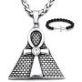 Gungneer Egypt Pyramid Ankh Necklace Pendant Stainless Steel Chain Key of Eternal Life Spiritual Jewelry Men Women