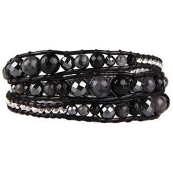 KELITCH Turquoise Mother of Pearl Silver Mix Beaded 3 Wrap Bracelet Handmade New Cuff Jewelry