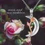 Anniversary Necklace Gifts Sterling Silver Crescent Moon Pendant Rose Flower with Pink Crystal Birthday Christmas Jewelry Gifts for Wife/Girlfriend/Mom Anniversary Necklace Gifts Sterling Silver Crescent Moon Pendant Rose Flower with Pink Crystal Birthday Christmas Jewelry Gifts for Wife/Girlfriend/Mom