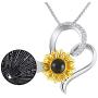 SNZM Heart Necklace for Women -You are My Sunshine Sunflower Pendant Necklace Love Christmas Birthday Jewelry Gifts for Mom Girlfriend