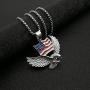 Flying Bald Eagle Pendant Necklace for Men, American Flag Necklace with 23.6” Chain, Vintage Hawk Eagle Pendant, Silver Metal Alloy Chain, Viking Animal Necklace Jewelry Gift for Men Boys