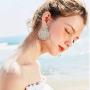 Statement Drop Earrings for Women Girls Handmade Bohemian Beaded Hoop Round Circle Drop Dangle Dangly Fashion Ear Jewellery Accessory Gift for Lover Her with Gushion Present Box