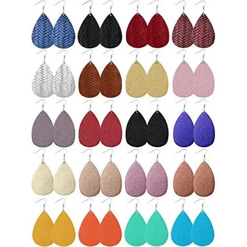 20 Pairs Faux Leather Earrings Lightweight Leaf Earring Teardrop Dangle Earrings 20 Pairs Faux Leather Earrings Lightweight Leaf Earring Teardrop Dangle Earrings