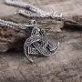 HAQUIL Triple Horn of Odin Necklace, Viking Horn Triskelion Pendant with Wheat Chain, Viking Jewelry Gift HAQUIL Triple Horn of Odin Necklace, Viking Horn Triskelion Pendant with Wheat Chain, Viking Jewelry Gift