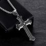Linorui Mens Stainless Steel Nail Cross Pendant Necklace for Men Women Lords Prayer Big Pendant Cross Necklace for Men