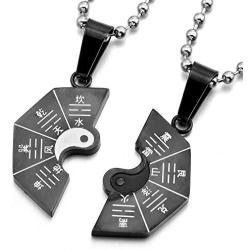UM Jewelry Stainless Steel Puzzle Couples Necklace for Him and Her Tai Chi Yin Yang Split Pendant