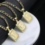 Joycuff Gold Square Initial Necklaces for Women Men Teen Girls Boys Husband Dad Mom Daughter Personalized Name 26 Alphabets Stainless Steel Figaro Chain Vintage Medallion Pendant Necklace